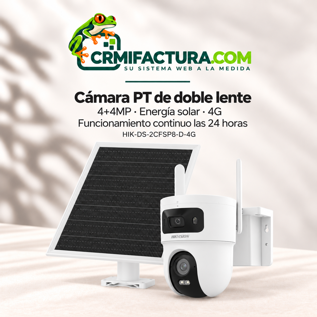 Cámara PT de doble lente de 4+4MP con energía solar, 4G y funcionamiento continuo las 24 horas.